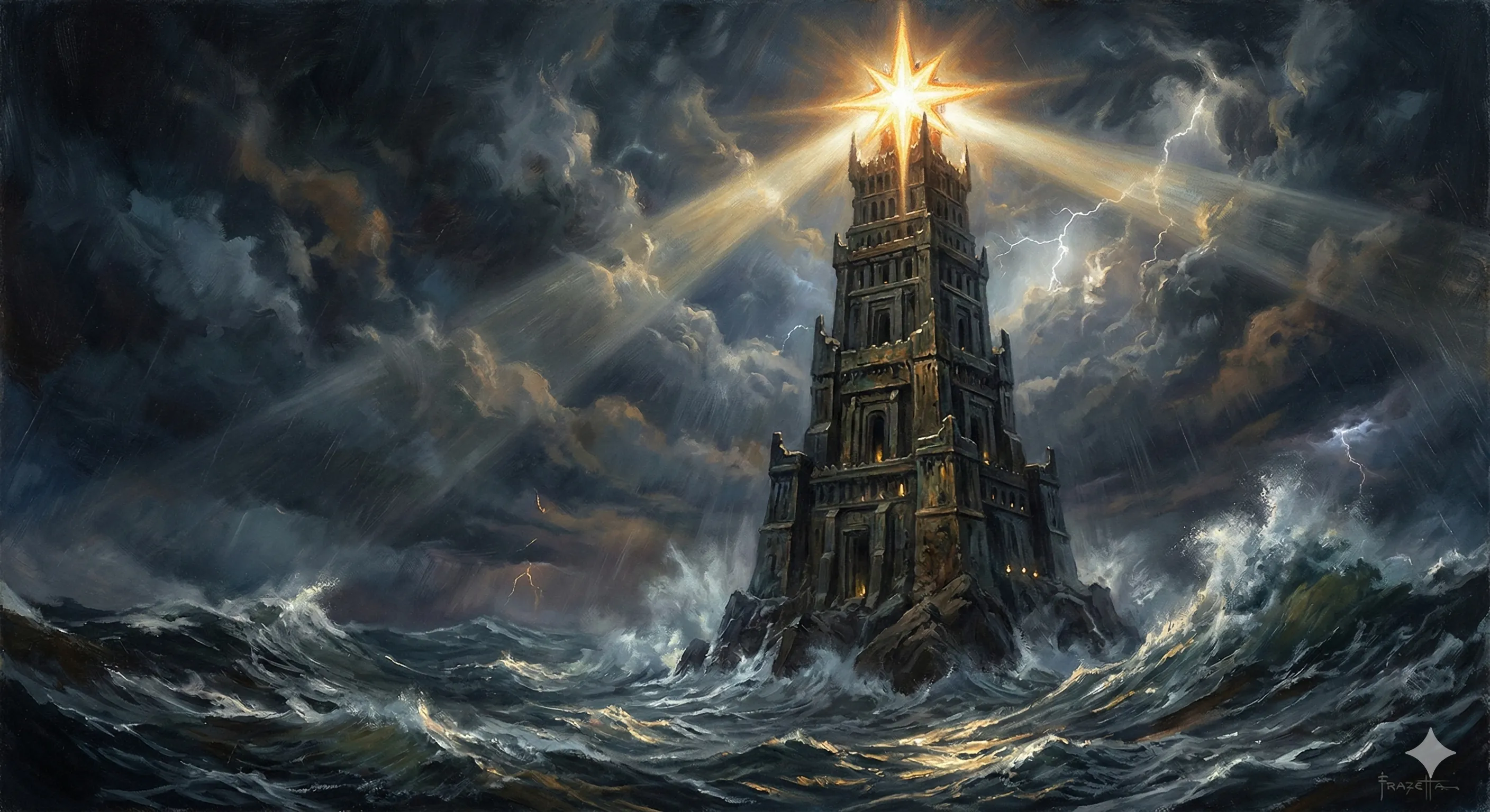 Wieża Praxys w nocy